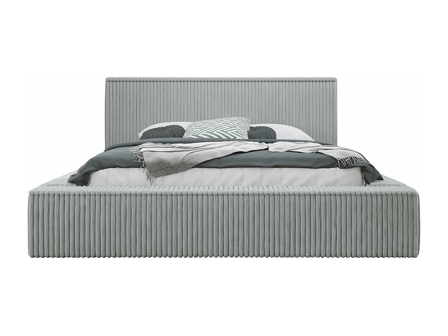 Cama TrendyNest 107, Doble, Gris, 180x200, Tapiz, Somieres, 212x230x81cm