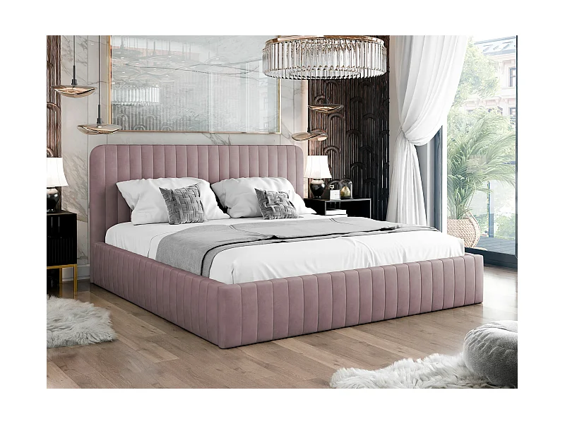 Cama TrendyNest 108, Doble, Rosa, 160x200, Tapiz, Somieres, 171x212x106cm
