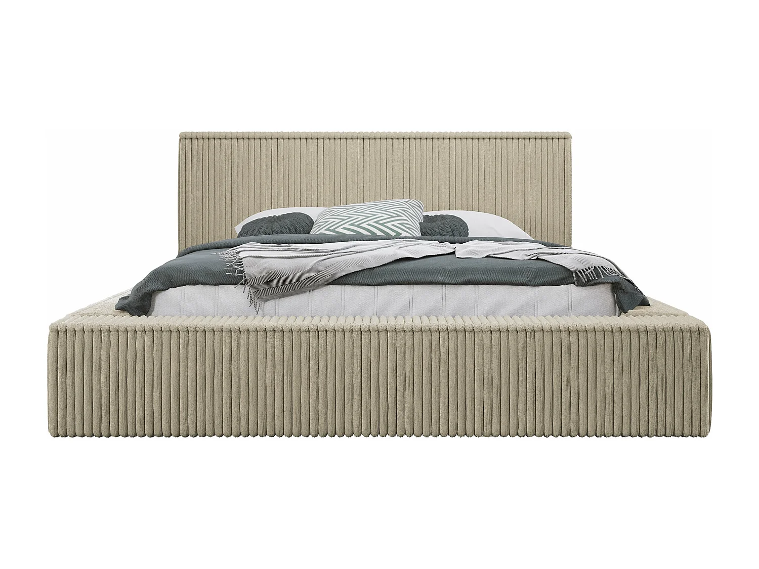 Cama TrendyNest 107, Casal, Castanho claro, Tecido, Estrados de cama