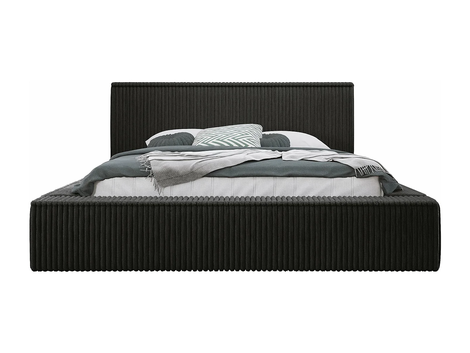 Cama TrendyNest 107, Casal, Preto, Tecido, Estrados de cama, 21x23x8cm