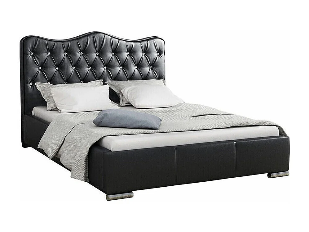 Lit Baltimore 141, Double, Noir, Faux cuir, Disponible, 200x218x100cm