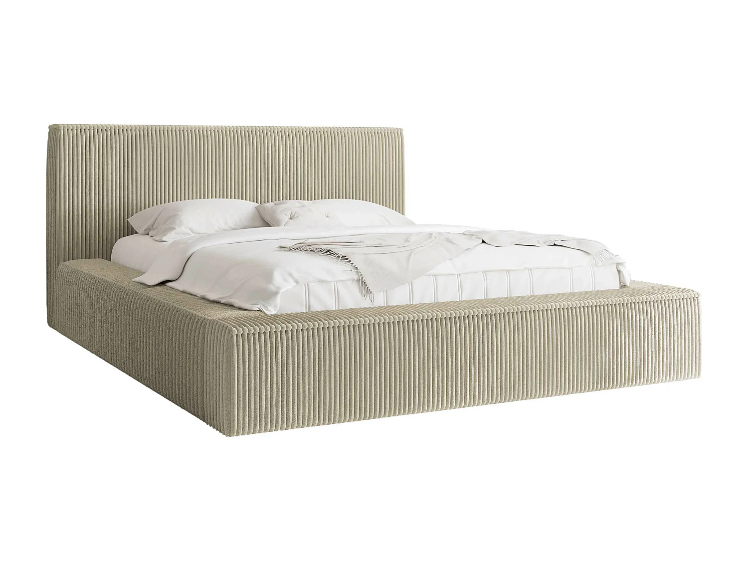 Cama TrendyNest 107, Doble, De color marrón claro, 180x200, Tapiz, Somieres, 212x230x81cm