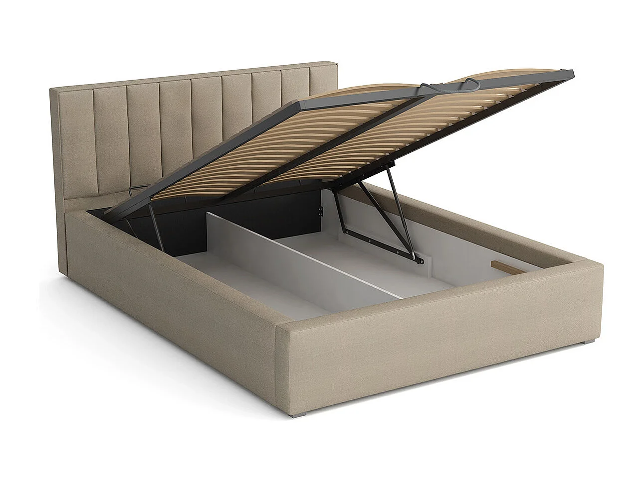 Cama Pomona 109, Casal, Cinzento, Tecido, Estrados de cama, 18x22x9cm