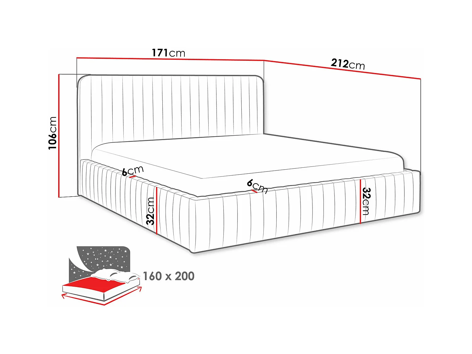 Cama TrendyNest 108, Casal, Turquesa, Tecido, Estrados de cama