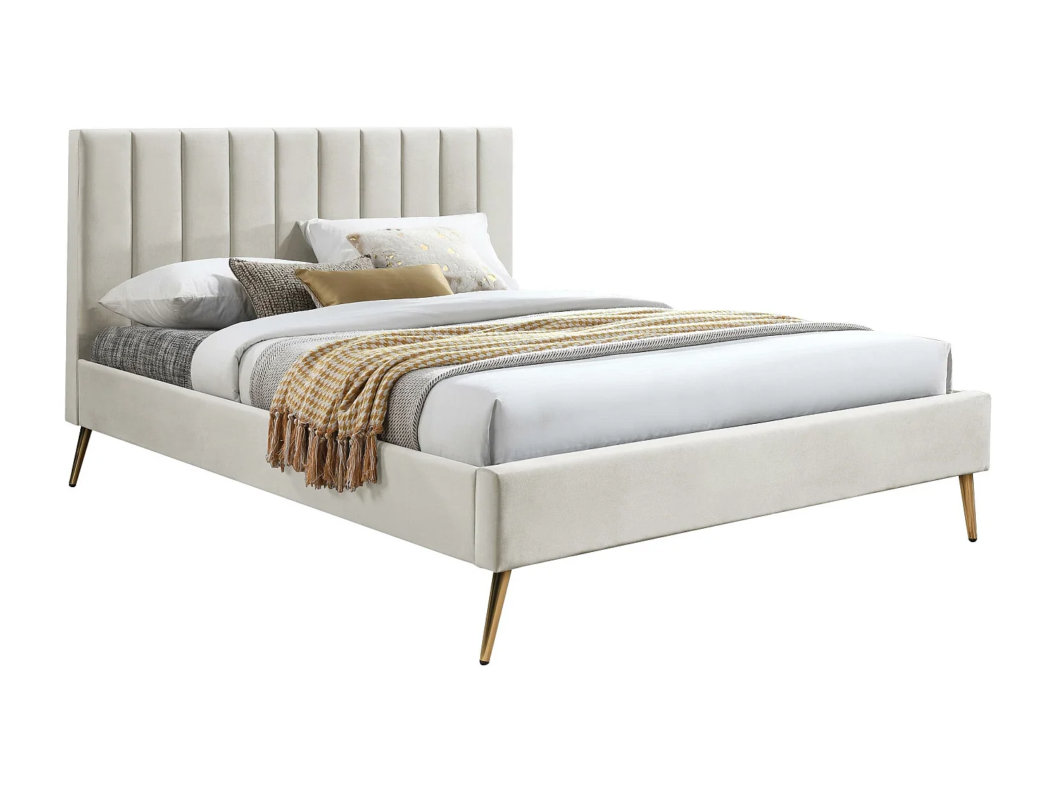 Cama Comfivo 351, Doble, De color marrón claro, 140x200, Tapiz, Somieres, 145x218x111cm