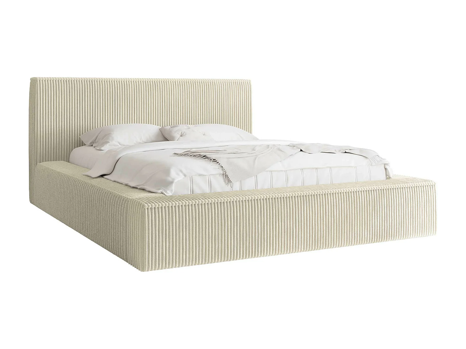 Cama TrendyNest 107, Casal, Castanho claro, Tecido, Estrados de cama