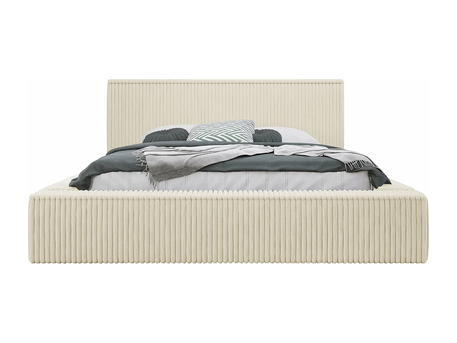 Cama TrendyNest 107, Casal, Castanho claro, Tecido, Estrados de cama