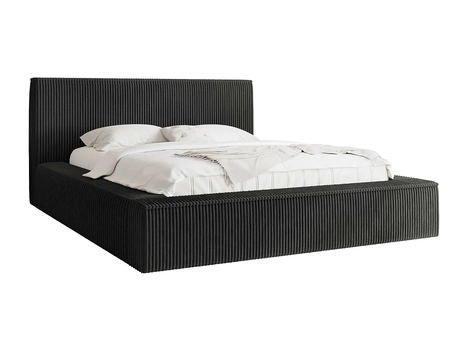 Cama TrendyNest 107, Casal, Preto, Tecido, Estrados de cama, 19x23x8cm