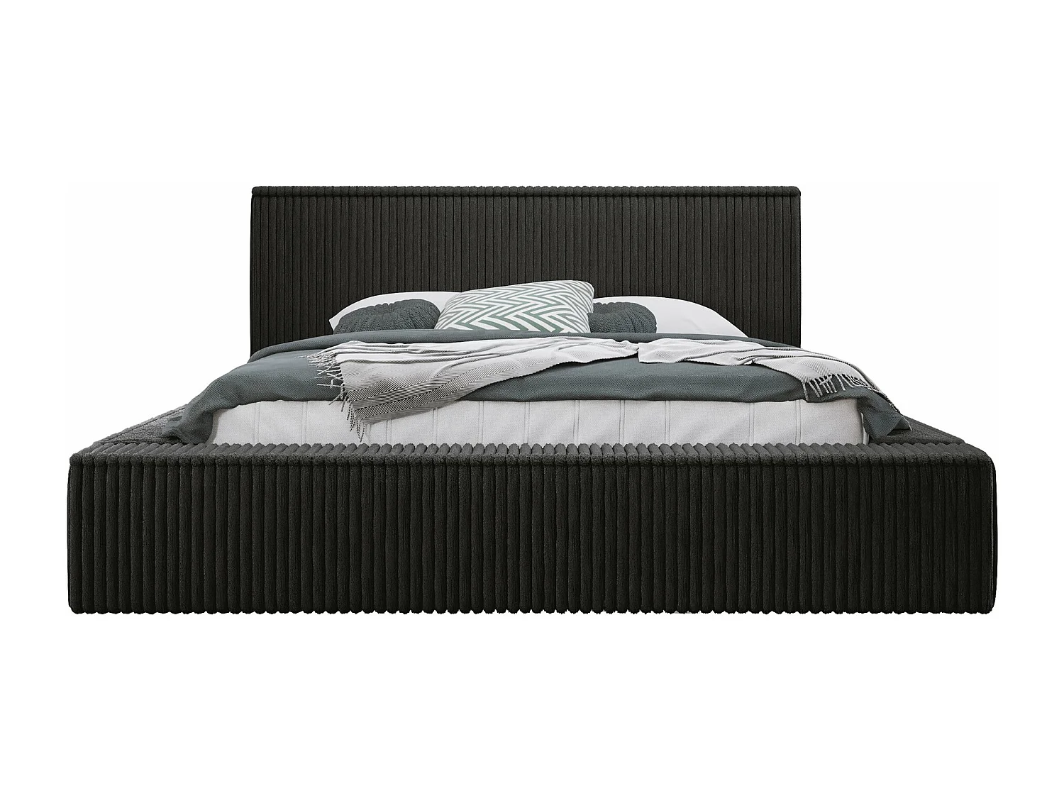 Cama TrendyNest 107, Casal, Preto, Tecido, Estrados de cama, 19x23x8cm