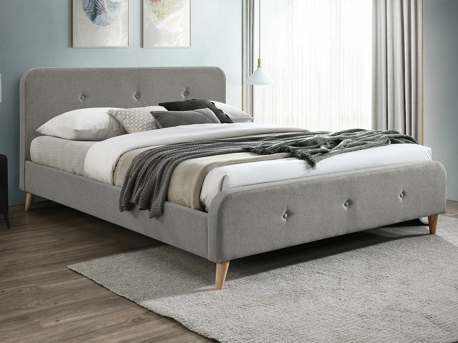 Cama Comfivo 350, Doble, Gris, 160x200, Tapiz, Somieres, 166x215x94cm