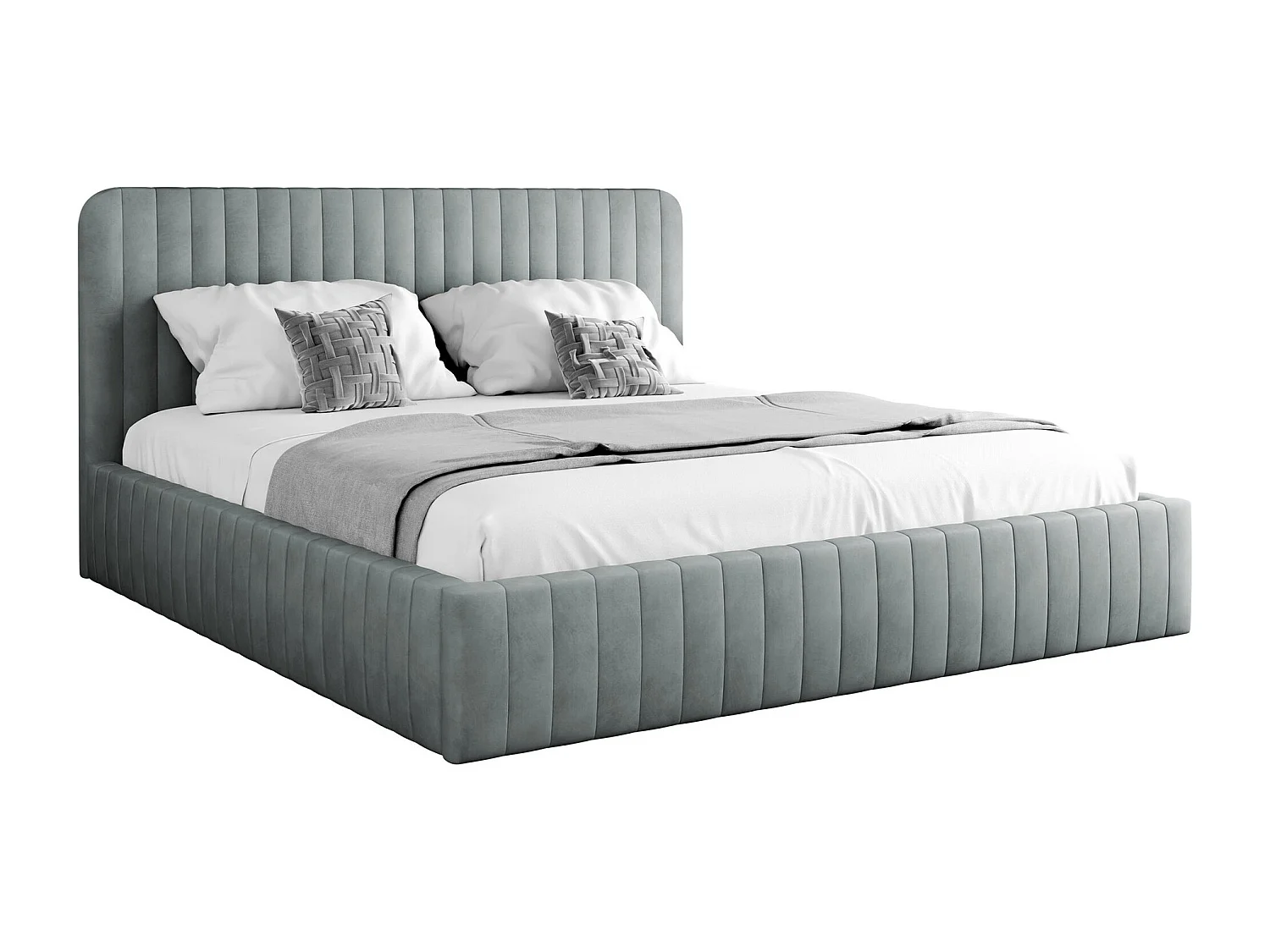 Cama TrendyNest 108, Doble, Gris, 160x200, Tapiz, Somieres, 171x212x106cm
