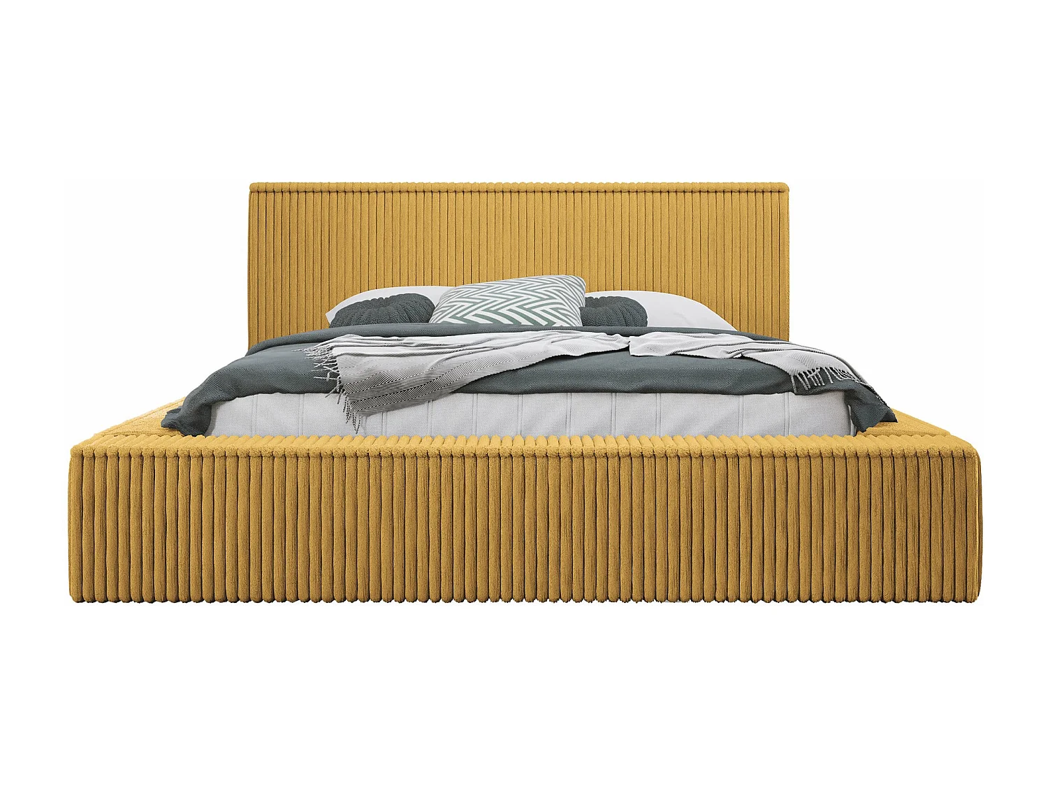 Cama TrendyNest 107, Doble, Amarillo, 160x200, Tapiz, Somieres, 192x230x81cm