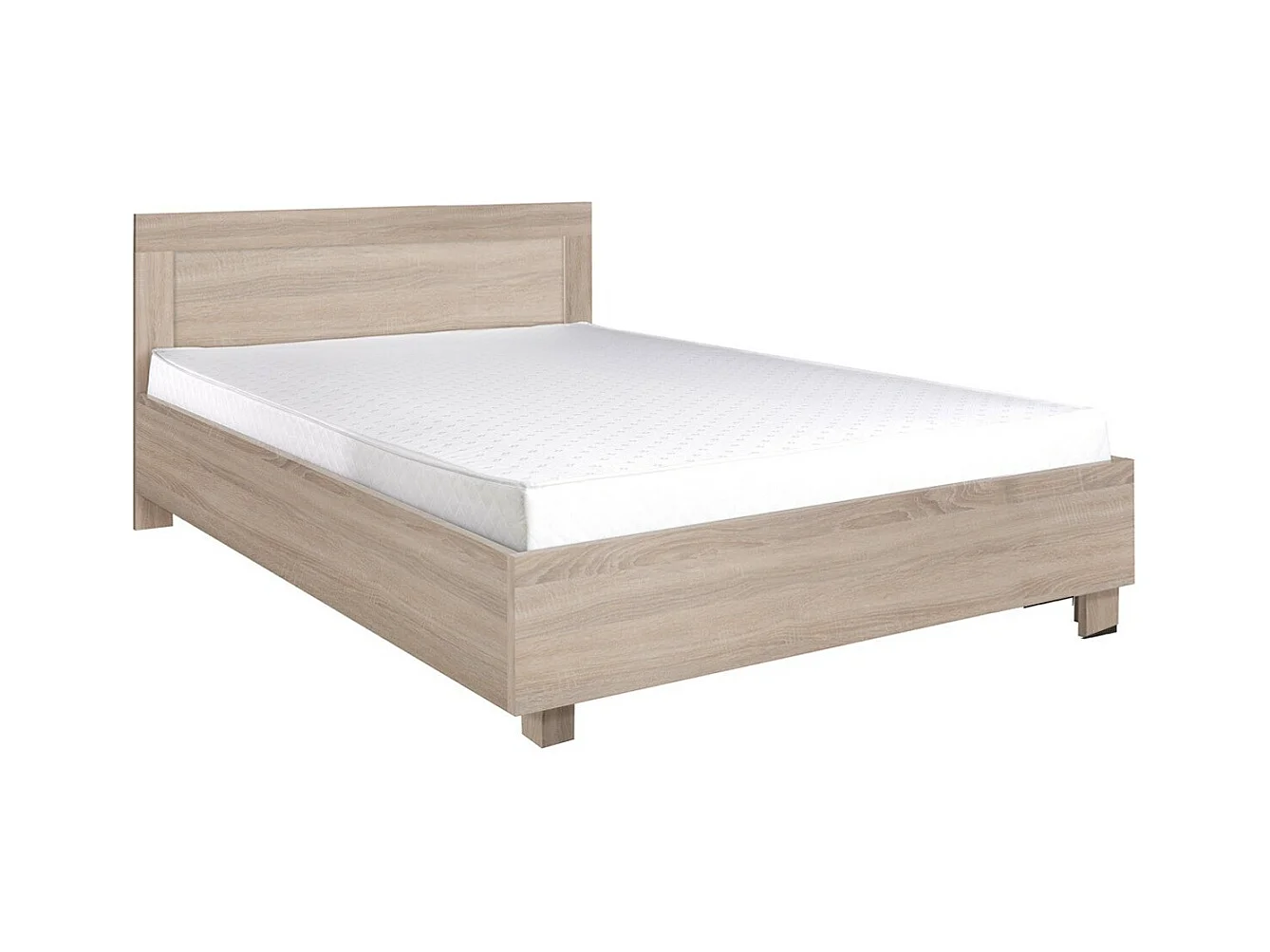 Cama Melfeli 119, Doble, De color marrón claro, 160x200, Aglomerado laminado, Somieres,