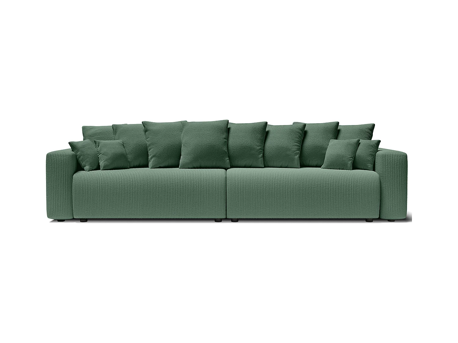 Canapé droit XL LEA convertible velours côtelé vert 3 places