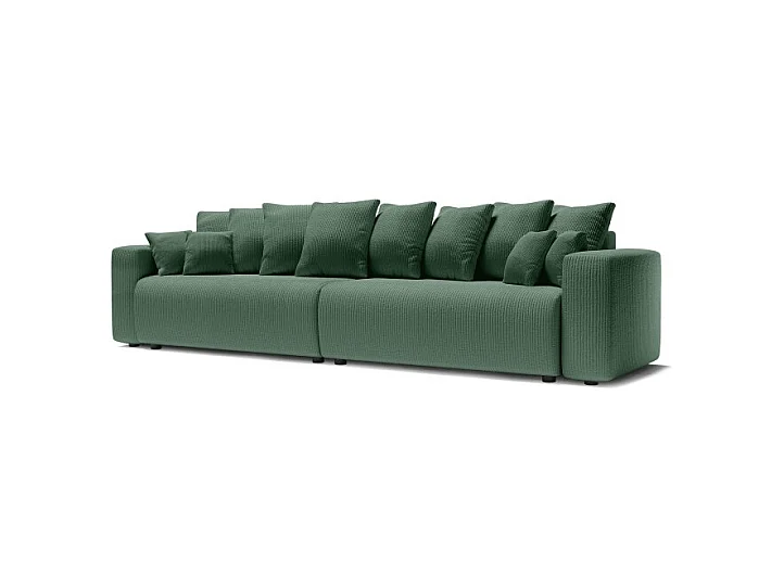Canapé droit XL LEA convertible velours côtelé vert 3 places