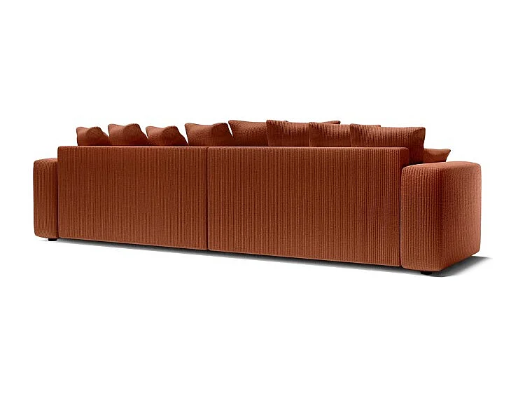Canapé droit XL LEA convertible velours côtelé terracotta 3 places