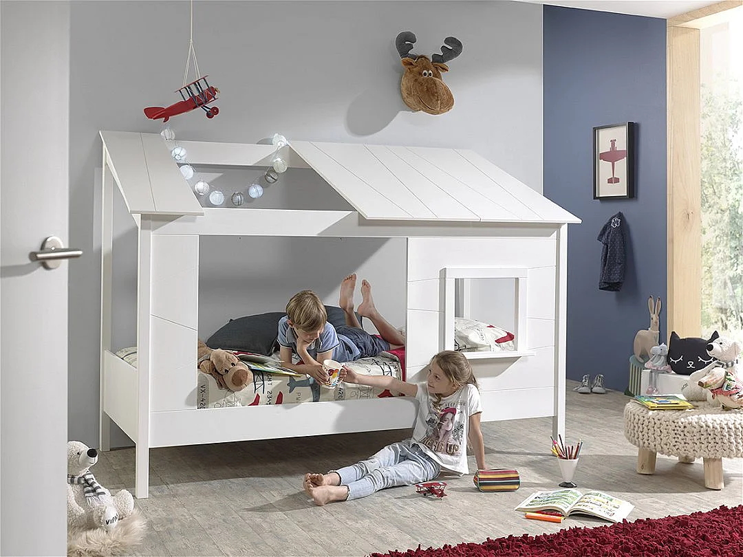 Lit Cabane Enfant "Housebed II" 90x200cm Blanc