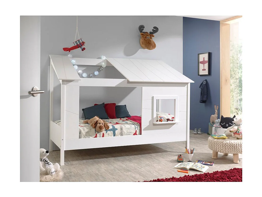 Lit Cabane Enfant "Housebed II" 90x200cm Blanc