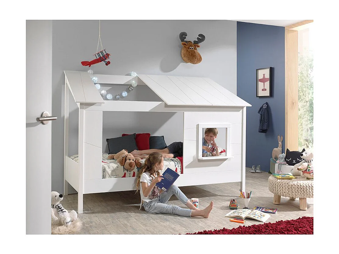 Lit Cabane Enfant "Housebed II" 90x200cm Blanc