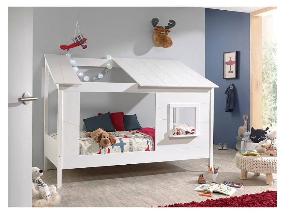 Lit Cabane Enfant "Housebed II" 90x200cm Blanc