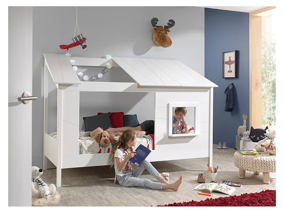 Lit Cabane Enfant "Housebed II" 90x200cm Blanc