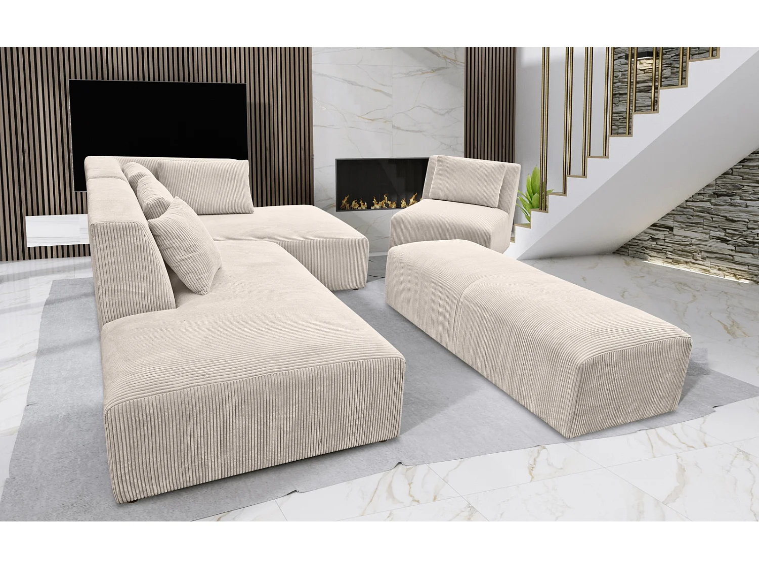 EVA XL beige modulable avec pouf