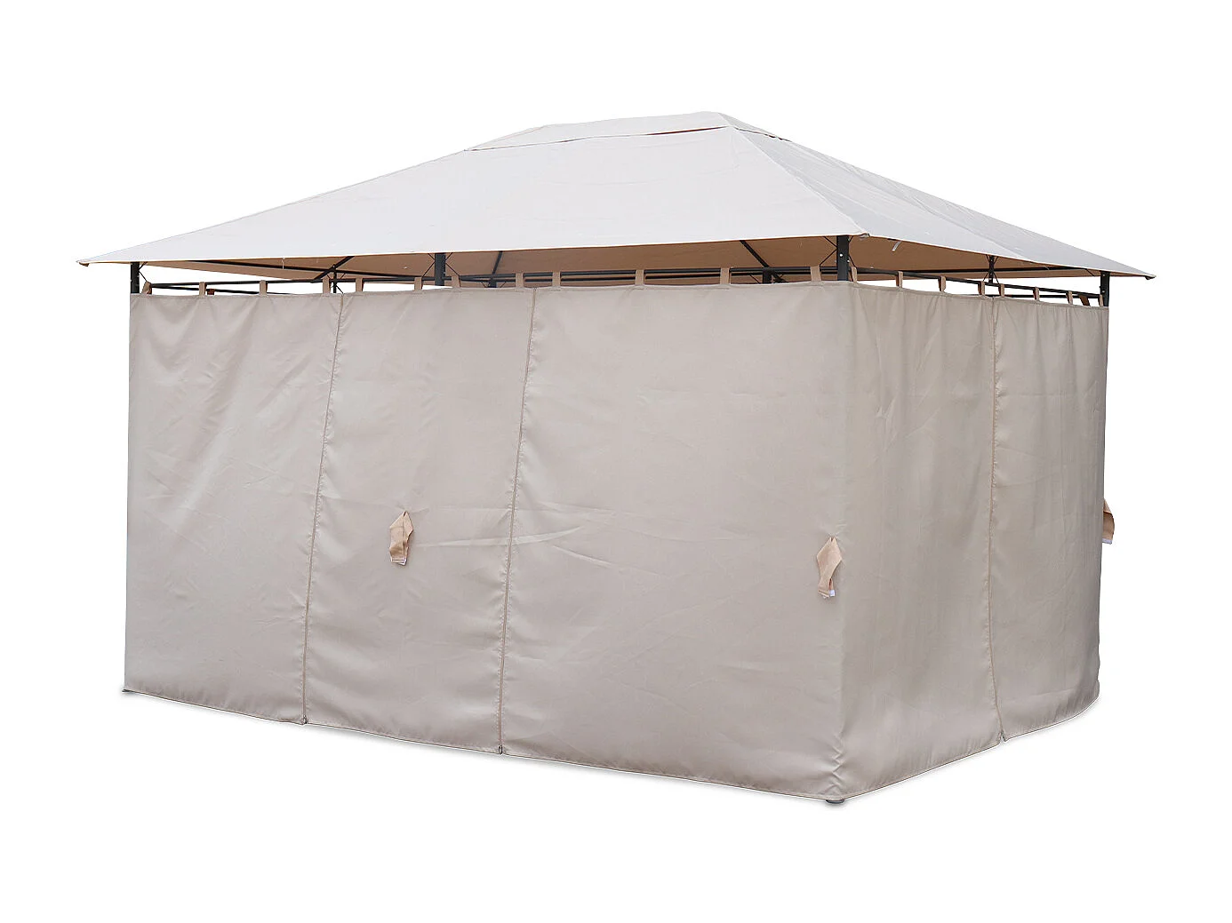 Tonnelle 3x4 m - Divio - Toile beige - Pergola avec rideaux. tente de jardin. barnum. chapiteau. réception