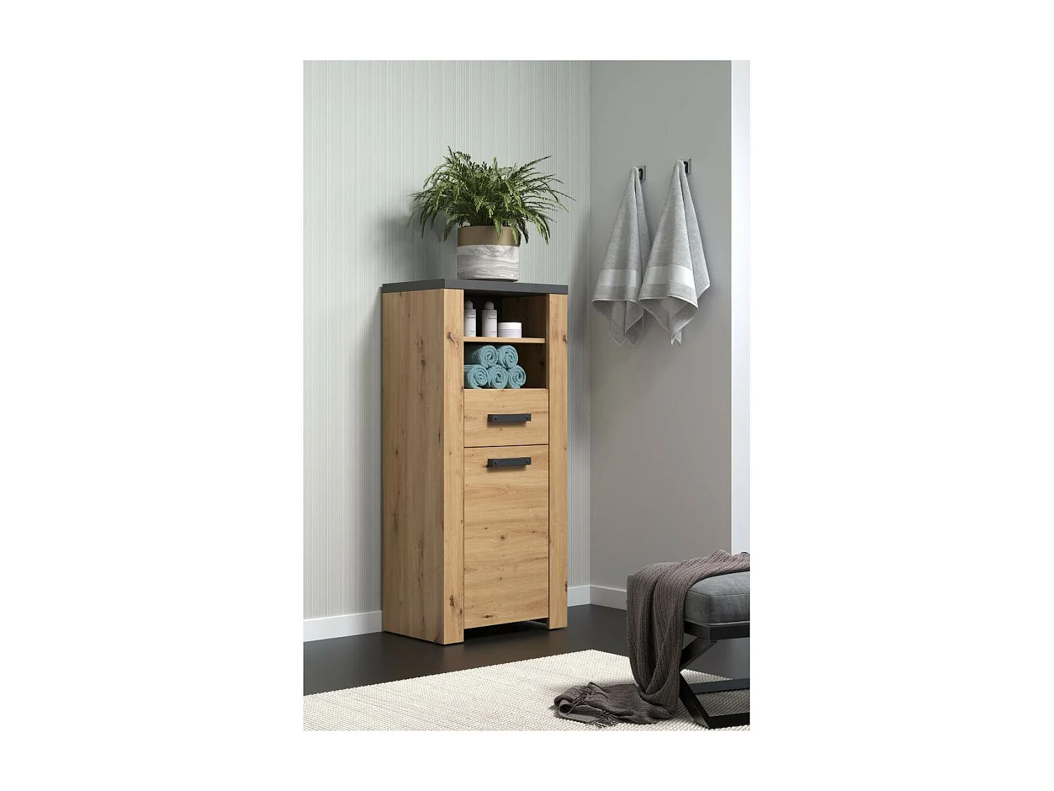 Follow armoire de salle de bain chêne décor.