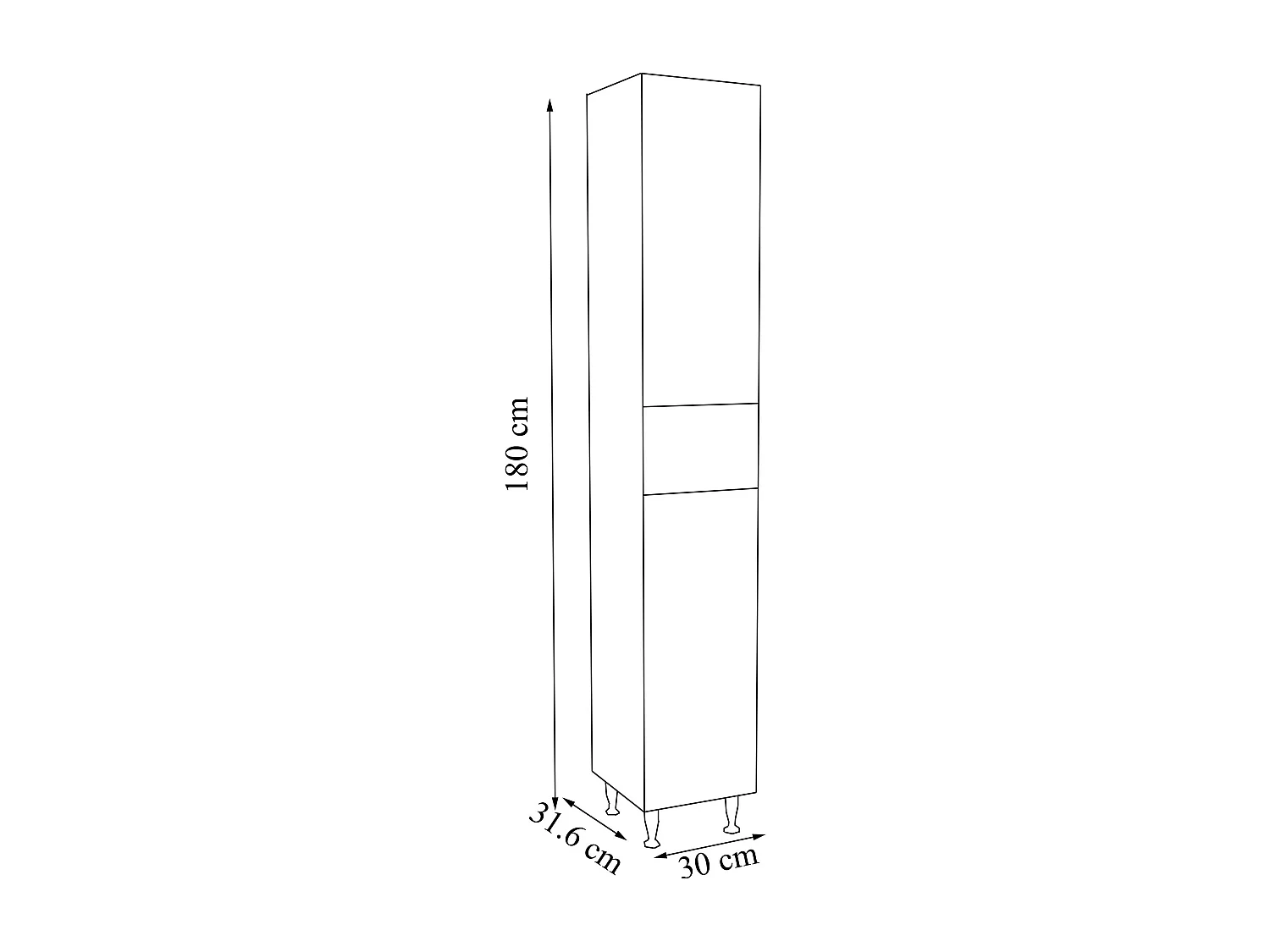Bathroom furniture high cabinet Silora White H. 180 x W. 30 x D. 32 cm
