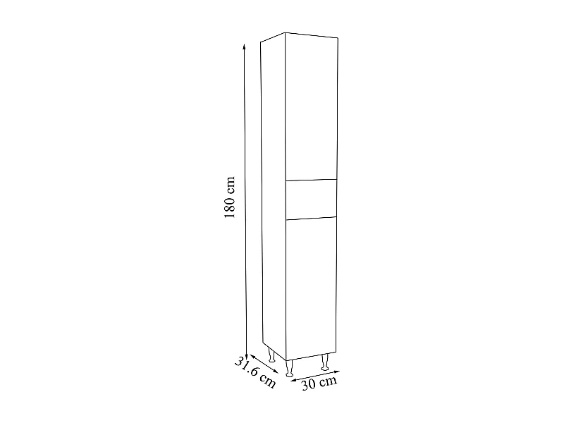 Bathroom furniture high cabinet Silora White H. 180 x W. 30 x D. 32 cm