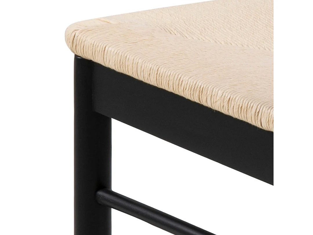 Cally eetkamerstoel met armleuningen, papieren vlecht, zwart.