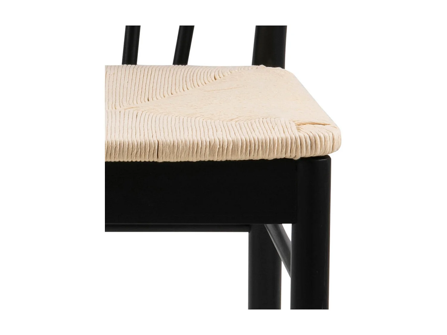 Cally eetkamerstoel met armleuningen, papieren vlecht, zwart.