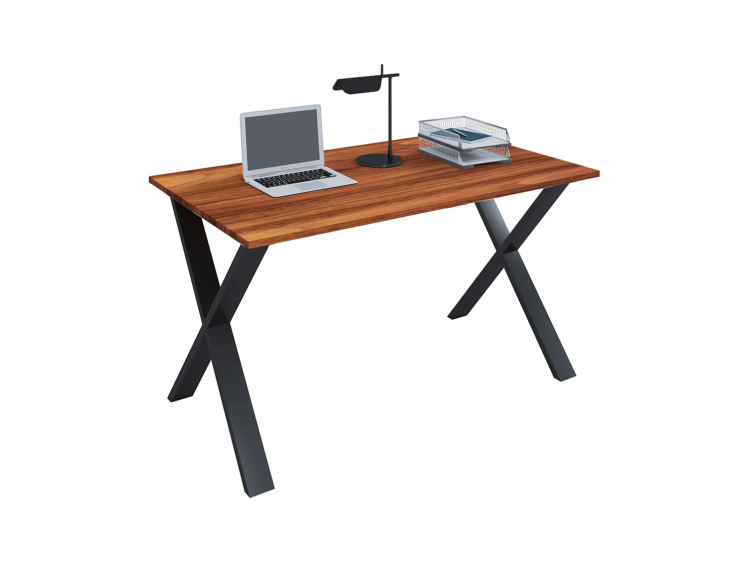 VCM Bureau en bois Table d'ordinateur Table de travail Meubles de bureau Lona X SW (cœur de noyer|80|110)