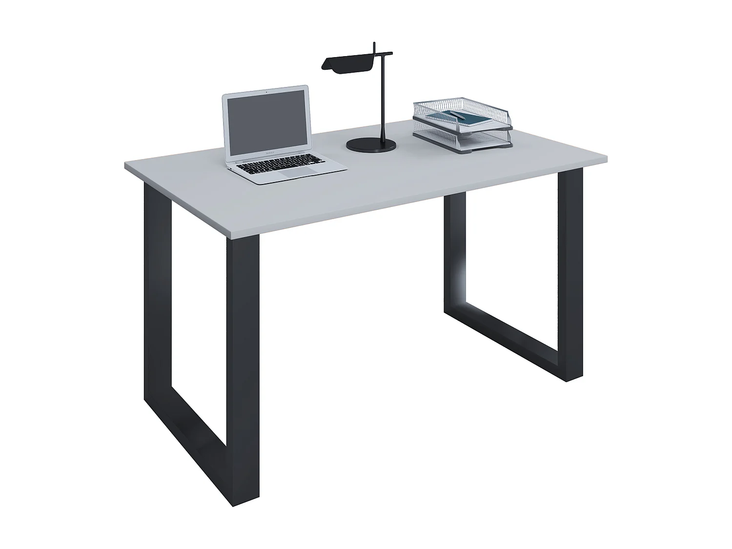 VCM Bureau en bois Table d'ordinateur Table de travail Meubles de bureau Lona U SW (Gris|50|80)