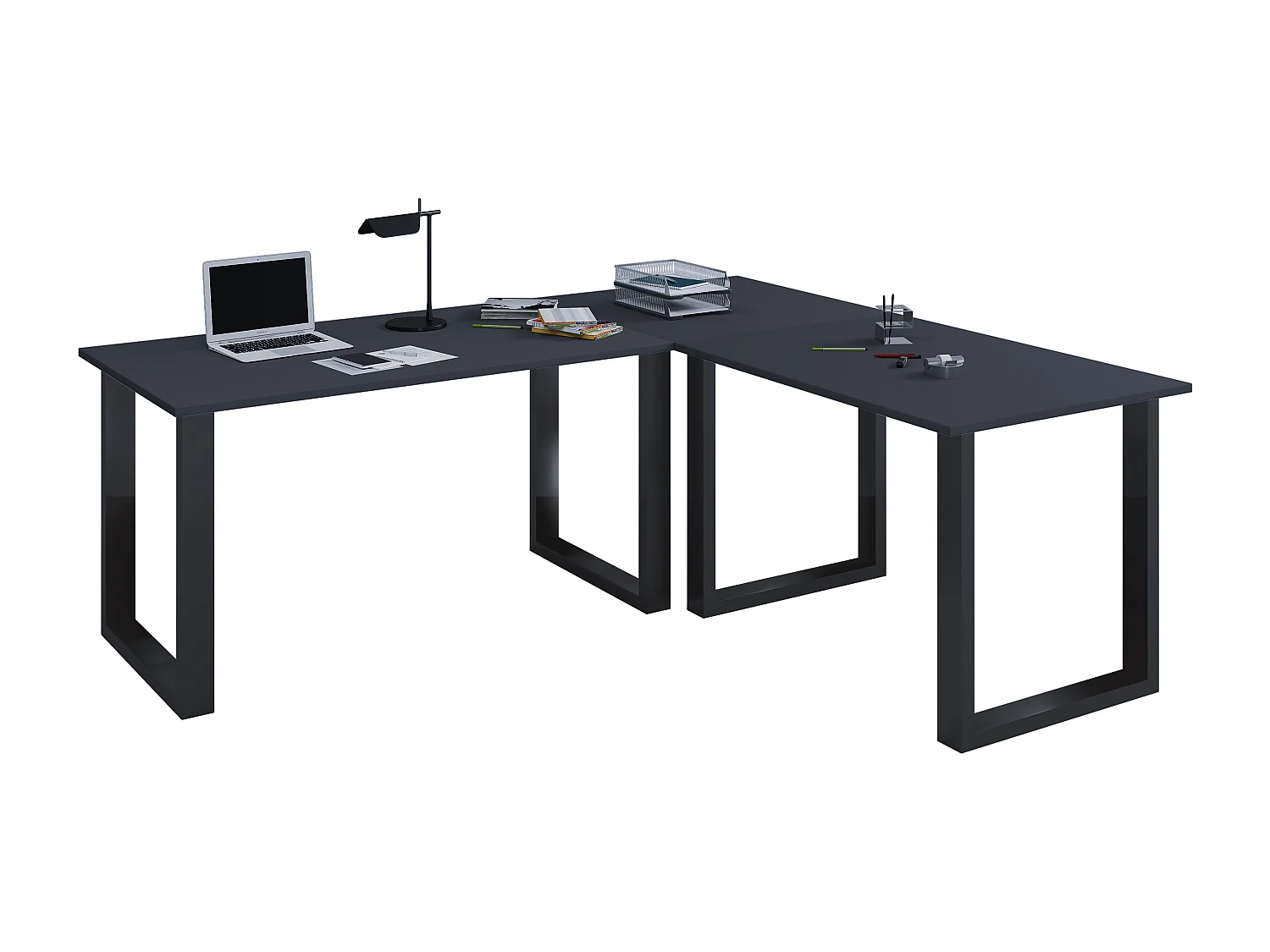 Desk Lona Black / Anthracite H. 76 x W. 160 x D. 130 cm