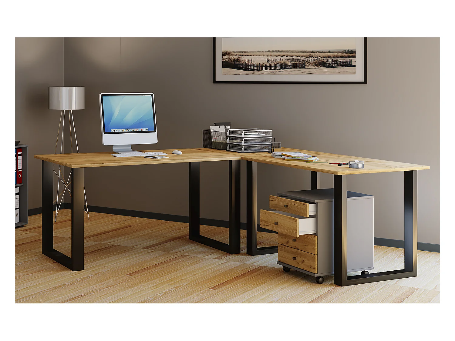 U Schreibtisch Eckschreibtisch L Form 160x130x50