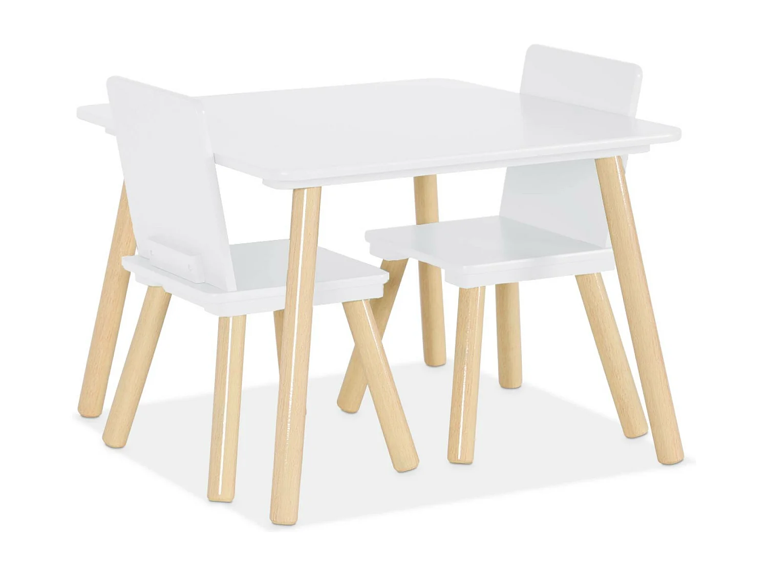 Tavolo quadrato per bambini con 2 sedie bianco