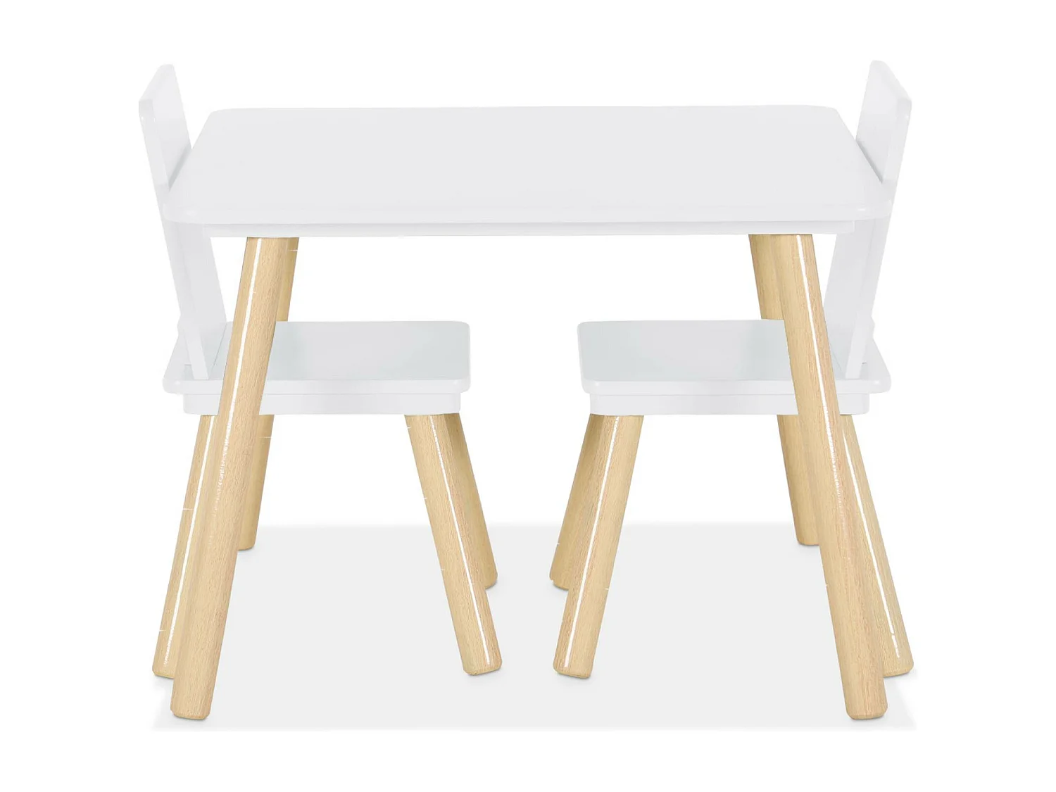 Tavolo quadrato per bambini con 2 sedie bianco