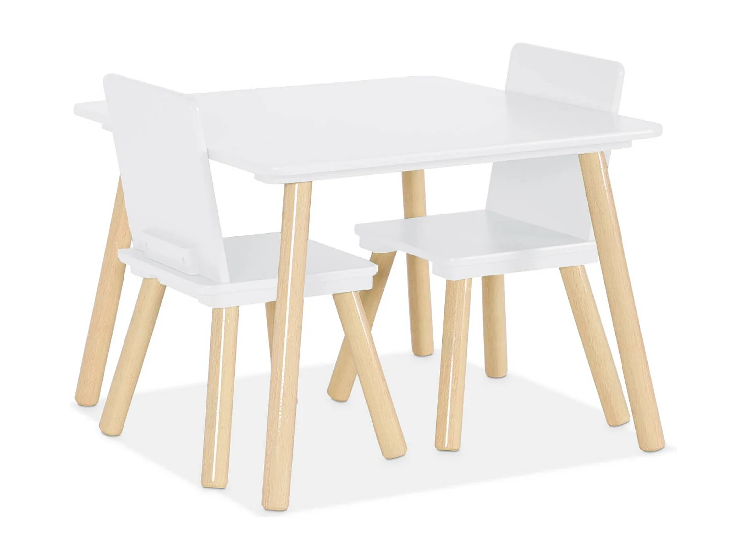 Tavolo quadrato per bambini con 2 sedie bianco