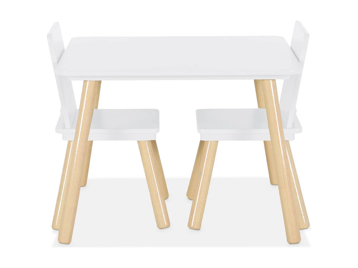 Tavolo quadrato per bambini con 2 sedie bianco