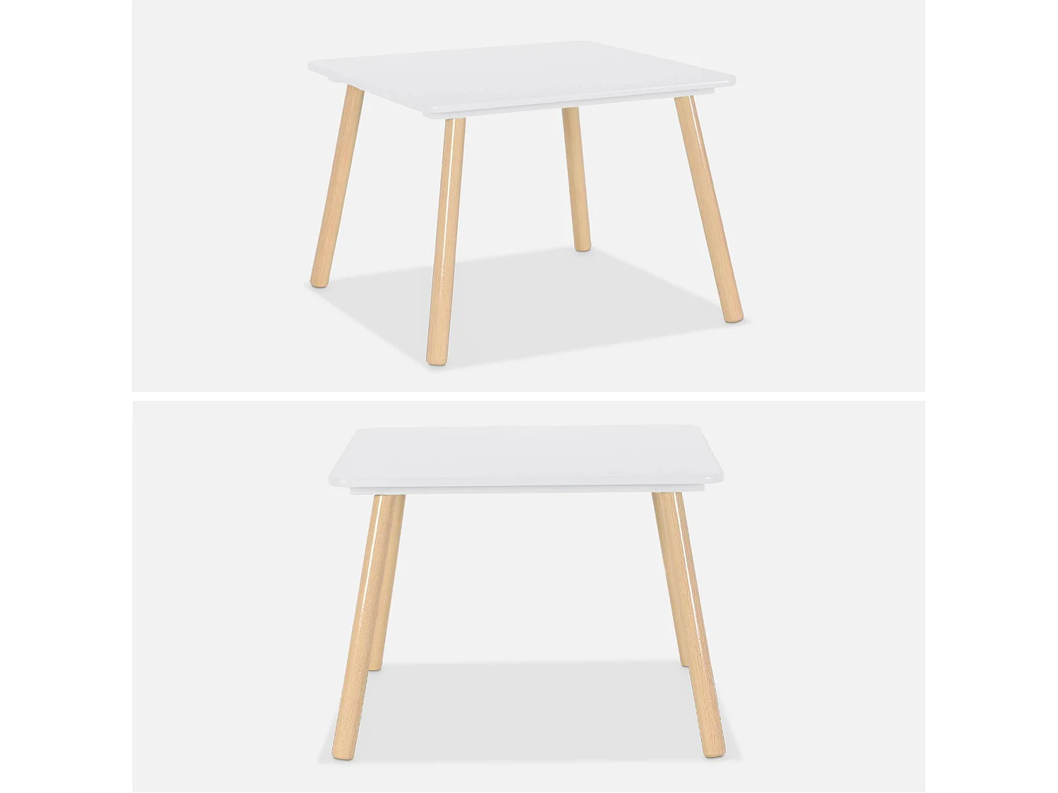 Tavolo quadrato per bambini con 2 sedie bianco