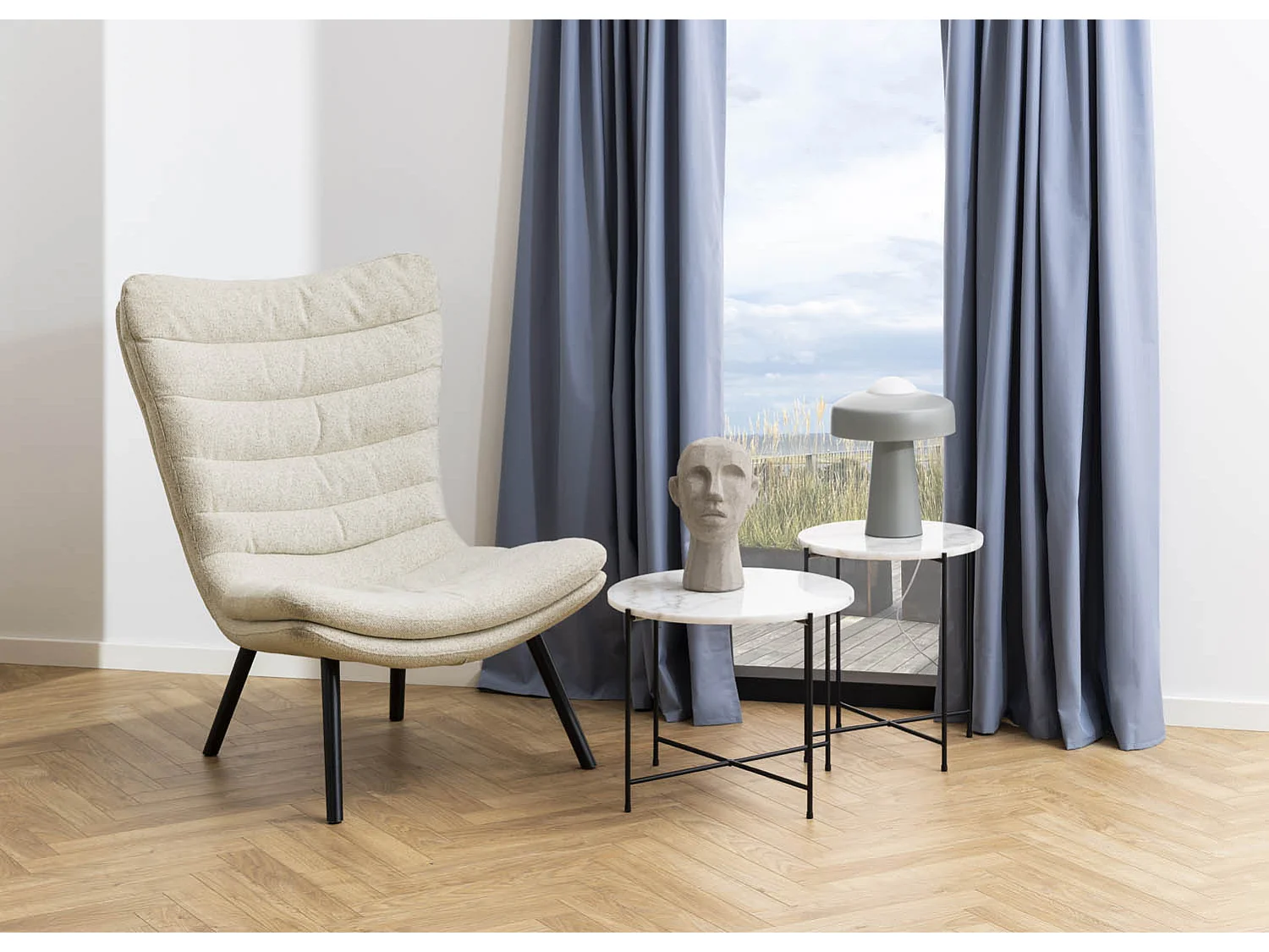 Grate fauteuil beige.