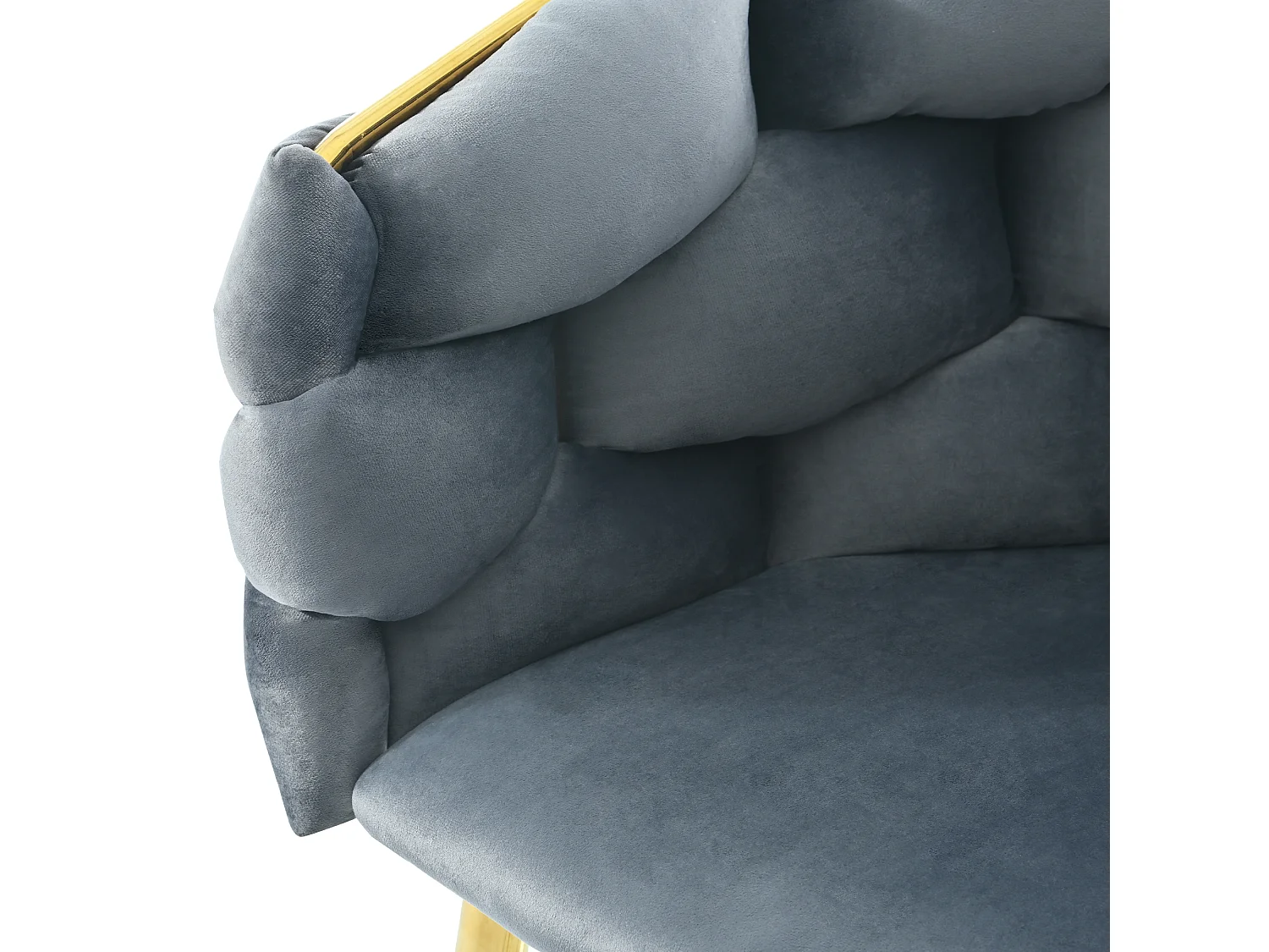 Fauteuil salon en Velours 52x42x80 cm avec pieds en Métal Doré - Gris