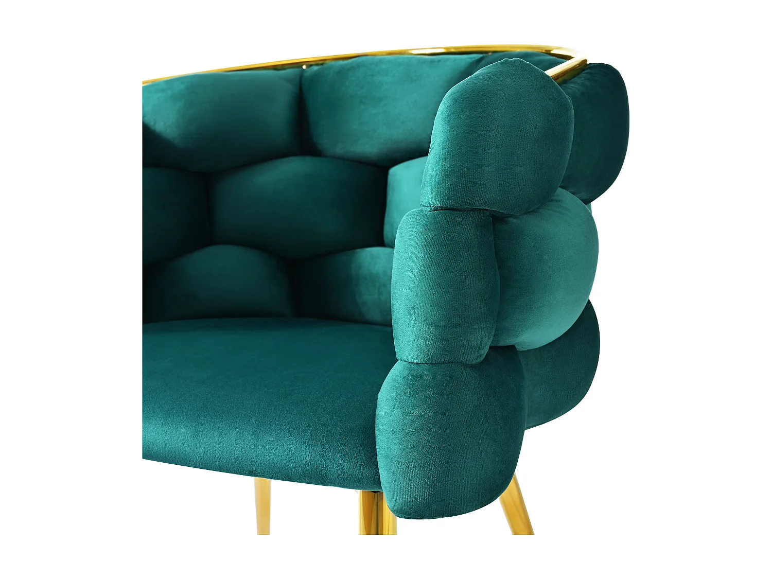 Sillón lounge de terciopelo 52x42x80 cm con patas de metal dorado - Verde