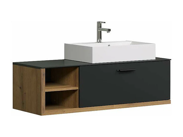 Synnax wastafel grijs, eik decor.
