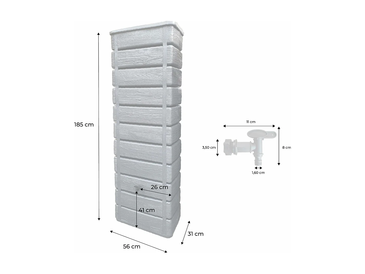 Raccoglitore a parete d'acqua piovana 300l, antracite