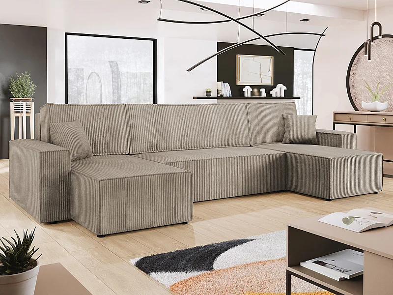 Sofá de canto Shelton 101, Castanho claro, Funcionalidade de dormir