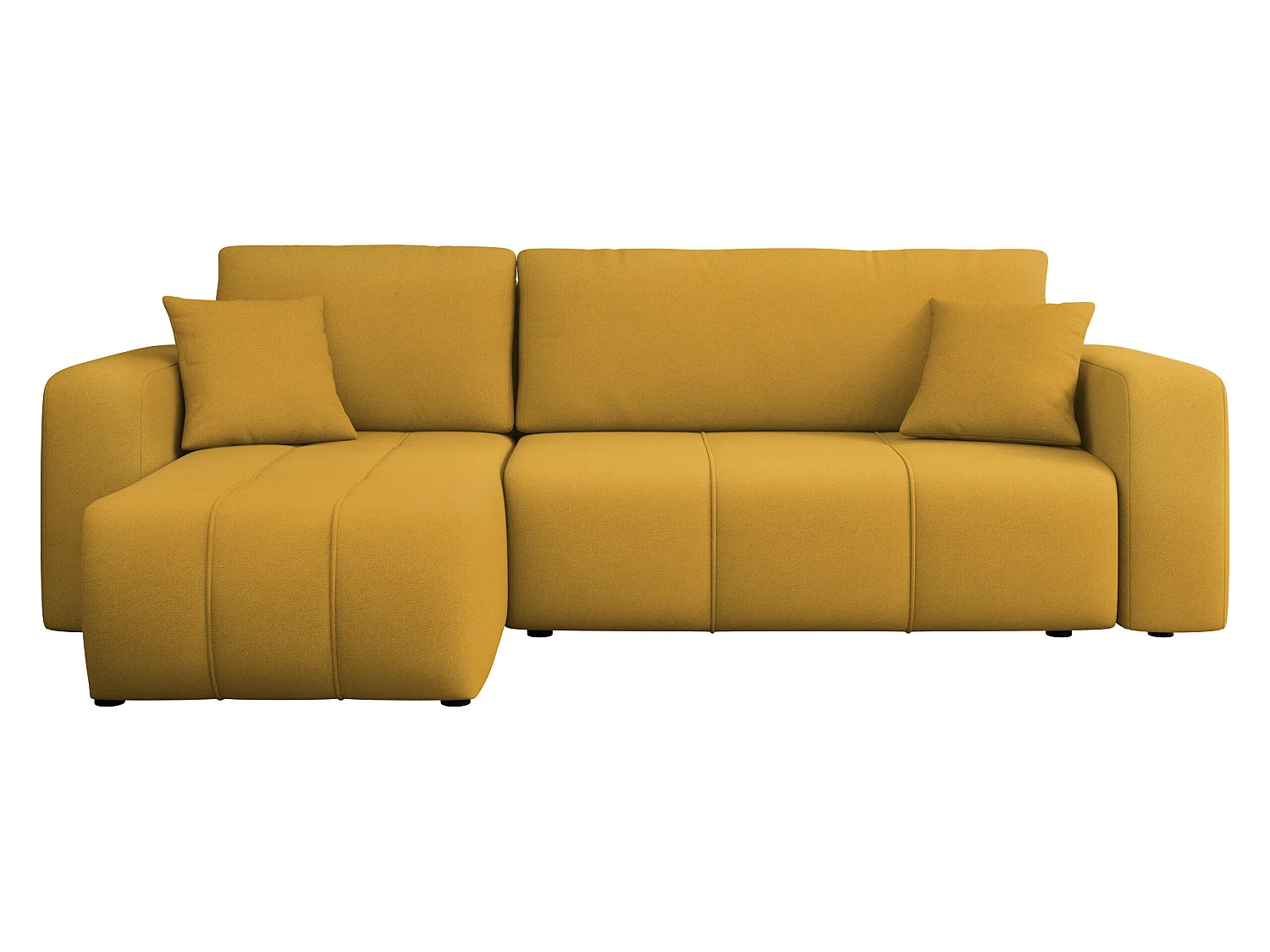 Canapé d'angle convertible 3 places en tissu jaune