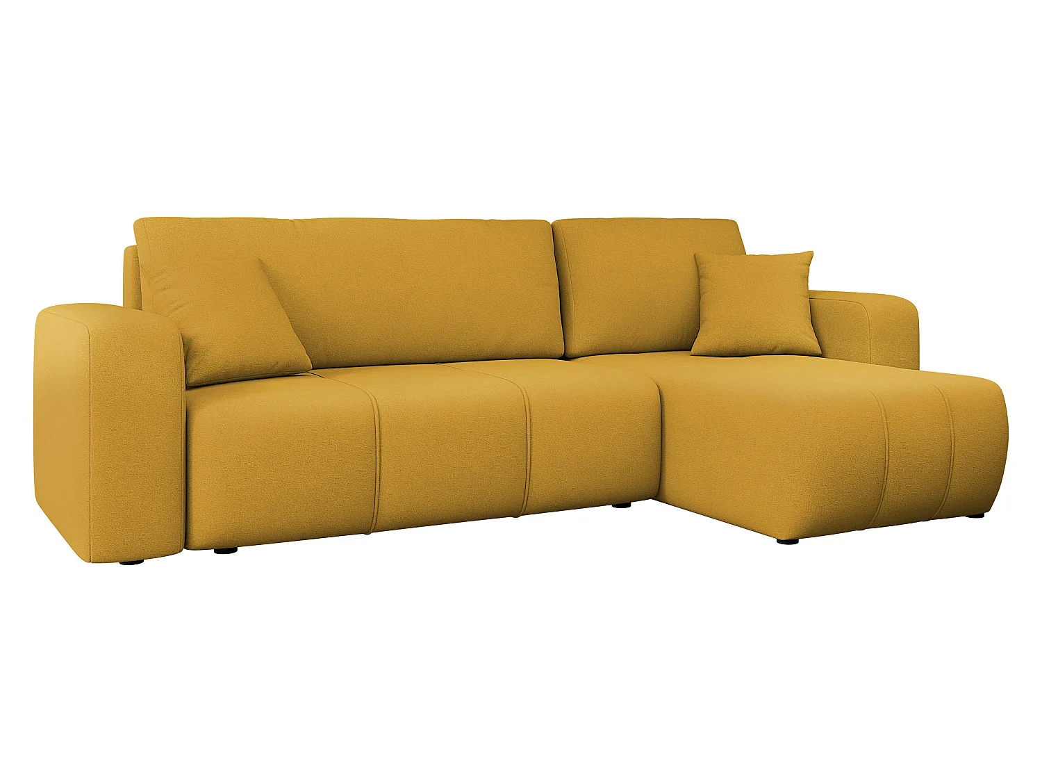 Canapé d'angle convertible 3 places en tissu jaune