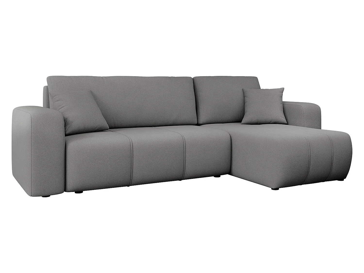Canapé d'angle convertible 3 places en tissu gris